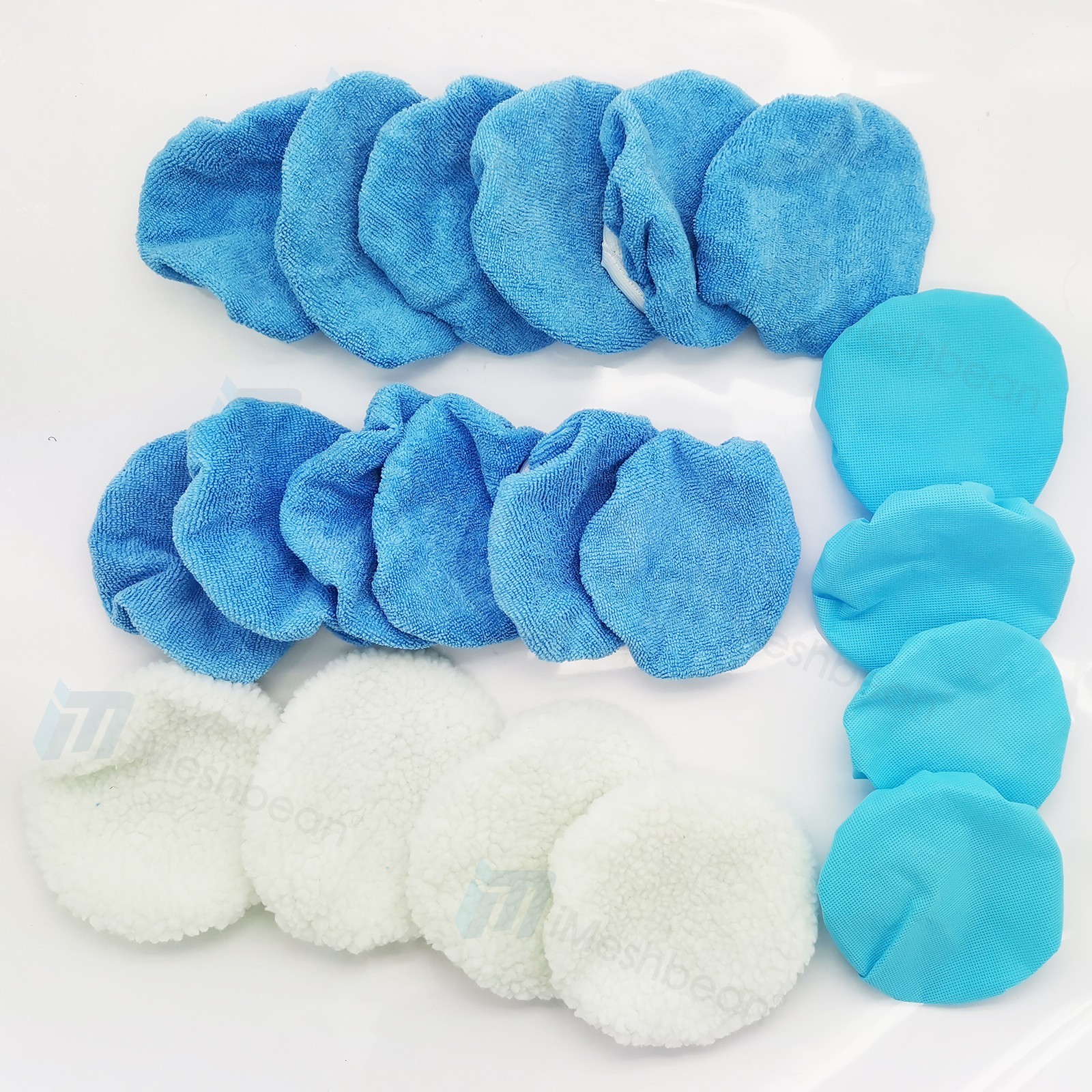 20pcs 5-6" Sky Blue Microfiber/Wool Car Wax Polishing Bonnet