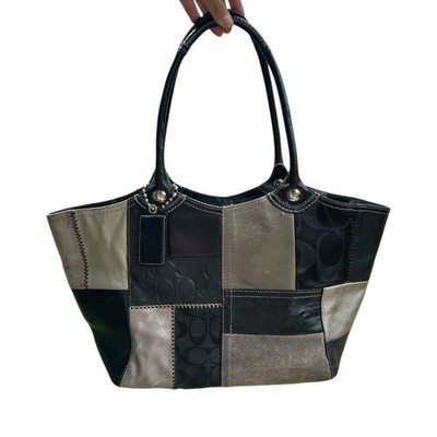 Coach Patchwork Bleecker Signature Black Grey Tote | eBay