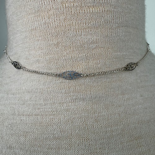 Silver Tone Love Chain Necklace 15"