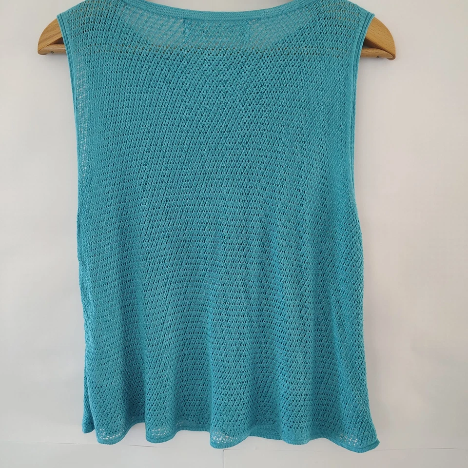 Camiseta sin mangas M. Rena Y2K de malla de ganchillo para mujer S delicada fluida preppy boho hada suave niña Foto 4 de 4