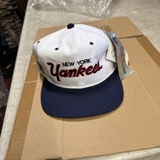 New York Yankees Script Hat Cap Snap Back Sports Specialties NOS w/ Tags 90s