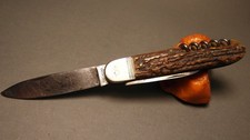 Navaja antigua Robi Klaas Lock mango de cuerno cuchillo de caza cuerno de ciervo Kiss Crane