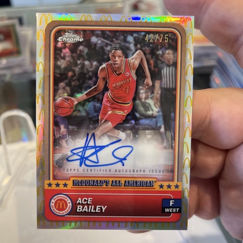 2024 Topps Chrome All American Ace Bailey McDonald’s Logo Auto /75 - Picture 2 of 5