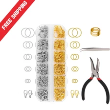 1200 Pcs Jump Rings for Jewelry Making Supplies, Necklace Repair Kit with Open/C