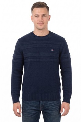 Tommy Hilfiger Herren Pullover Blau TJ Soft Cable Flag Sweater Wolle TJM Neu