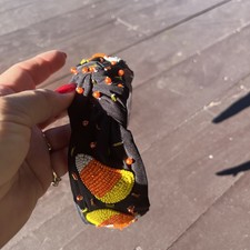 Handmade Beaded Orange Black White Yellow Headband. Woman And Teens.