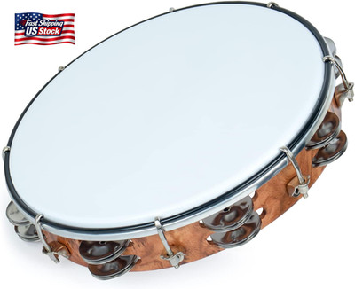 MUSCELL Tambourine for Adults,Hand Held Plastic Tambourines Drum Double Row Meta