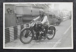 1925 POSTCARD ARCHIE BIRKIN AMATEUR ISLE of MAN TT RACE COTTON ISLE of MAN MANX