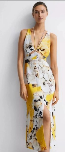 Reiss Kasia Fitted Floral Print Midi Dress size UK 12P RRP £198 - Picture 3 of 12