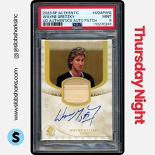 2023 SP AUTHENTIC #UDAP-WG WAYNE GRETZKY UD AUTHENTICS AUTO PATCH MEM /25 PSA 9