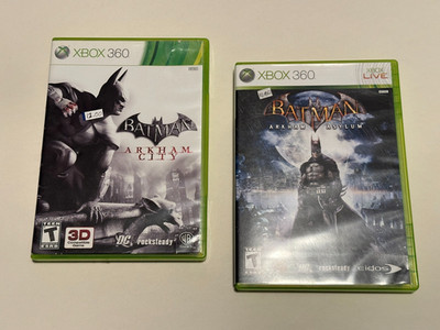 2 Game Lot Batman Arkham City + Bat Man Arkham Asylum Complete CIB Xbox 360