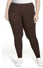 Terra and Sky Women’s Chocolate High Rise Full Length Leggings 2X (20W-22W) NWT