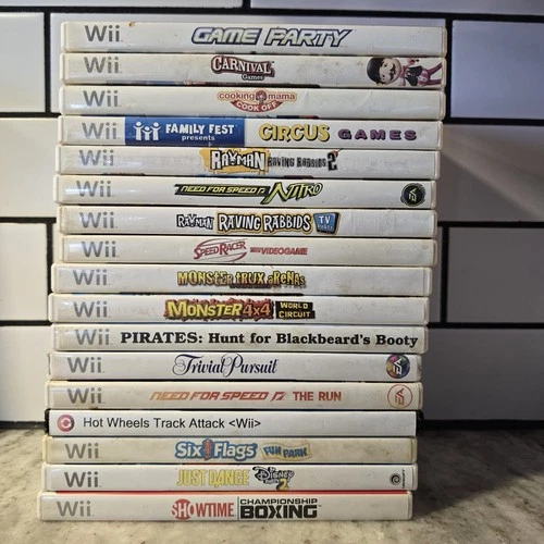 Wii Nintendo Game Bundle Lot of 17 Just Dance Speed Racer Rayman Carnival