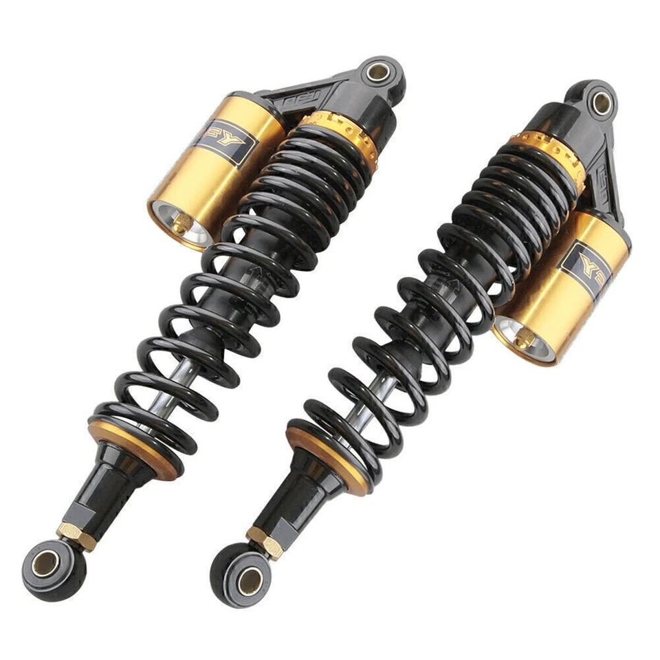 375mm Shock Absorber Air Suspension Pair Fit Harley  Benelli ATV Black&Gold 2pcs - Image 2 of 4