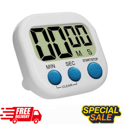 LCD Digital Kitchen Timer Magnetic Large Display Count Up Down Loud Alarm