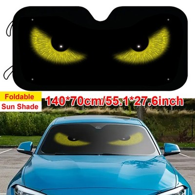Yellow Eyes Car Front Windshield Sun Shade For Ford Shield UV Block Cover -USA