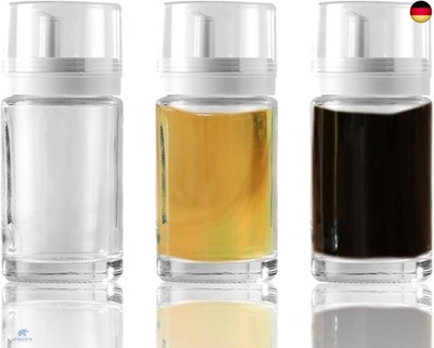 3-Pack Leakproof Small Glass Oil and Vinegar Dispenser Bottles - Perfect for