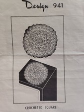 Square Doily Pineapple Crocheted Design 941 Crochet Pattern Sheet Mail Order VTG