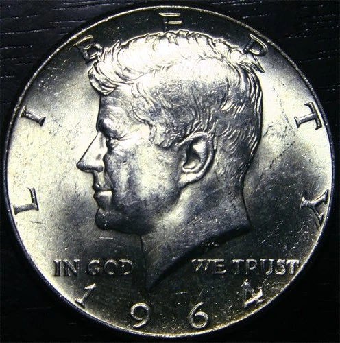 1964 Kennedy Half Dollar 90% Silver 50c US Coin Philadelphia Mint Gem BU