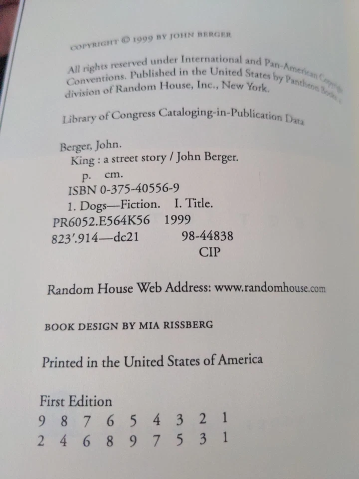 Uncorrected Proof King : A Street Story by John Berger 1999 PB ARC  - Image 3 of 4