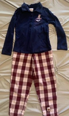 Top vintage bordado Minnie Mouse azul marino con pantalones - Disney Store talla 7/8 niñas - Imagen 1 de 4