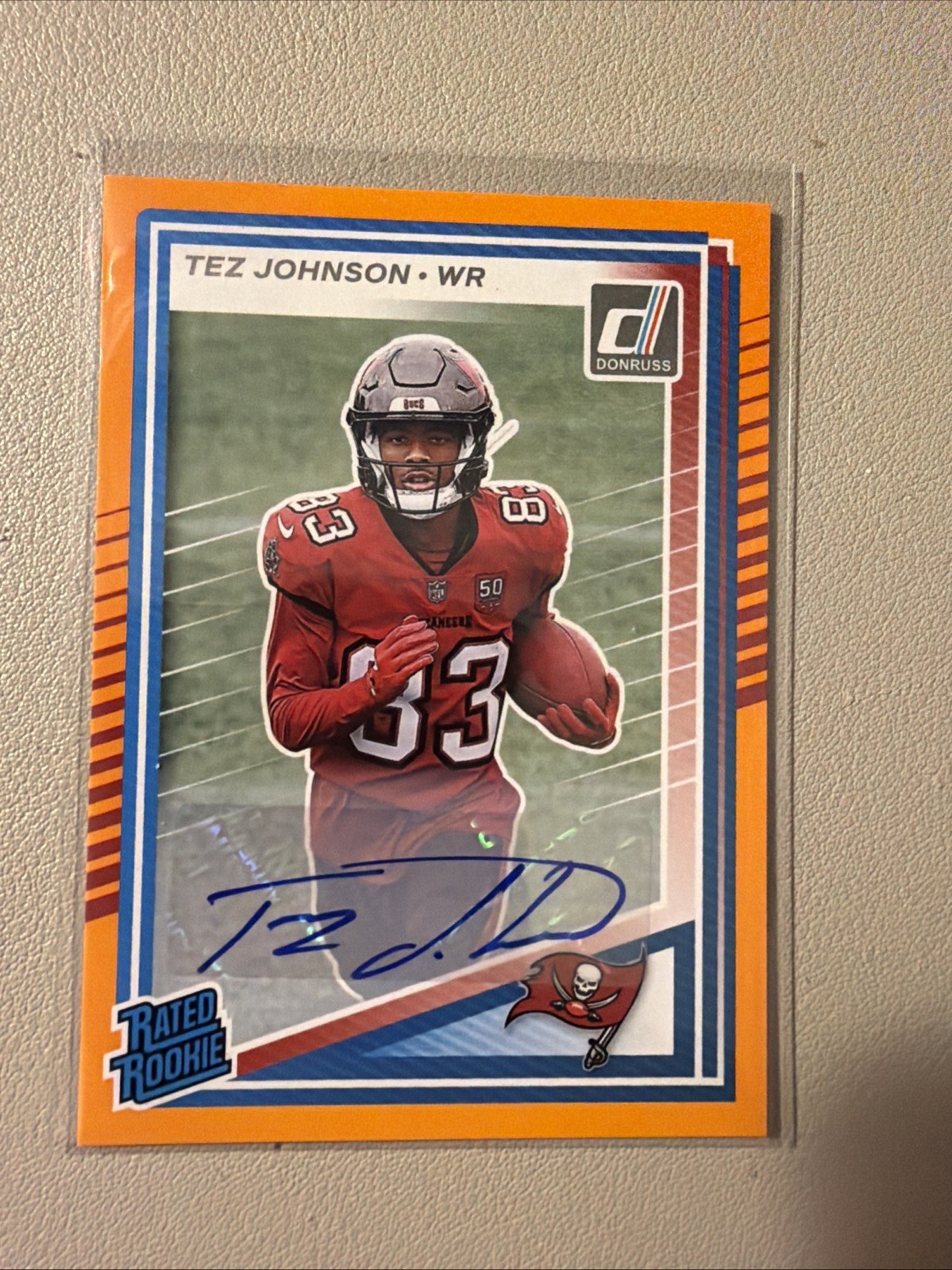 2025 Panini Donruss - Rated Rookie Tez Johnson #313 Orange Autographs (AU, RC)