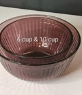 Pyrex Vintage Cranberry Nesting Bowls 7401-S Ribbed 6 Cup & 10 Cup
