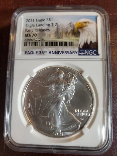 20 2021 Silver Eagle MS70 NGC Eagle Landing T-2 Early Releases