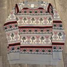 Disney Star Wars R2-D2 Light Up Christmas Sweater XL Gray Fair Isle Knit 0005