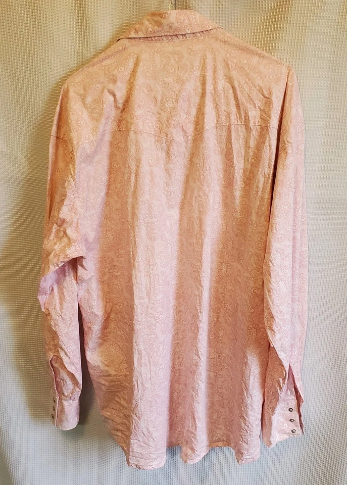 Camisa Wrangler Cáncer de Mama Paisley Rosa Manga Larga Para Hombre XL Perla A Presión Foto 2 de 4