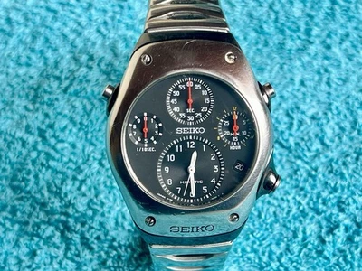 ☀️ Vintage Seiko Sportura Kinetic SLQ003 9T82-0A20 Chronograph Herren Armbanduhr - Bild 1 von 4