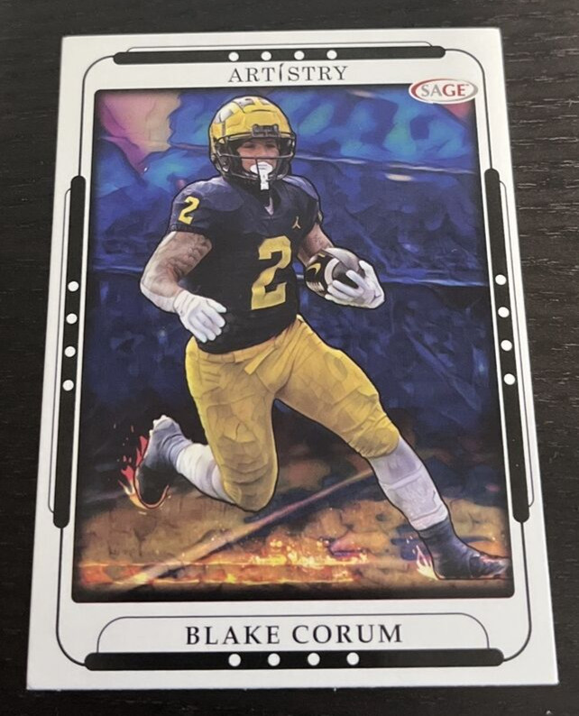 2023 Sage Artistry - #10 - Blake Corum - Black - Michigan - (82323)