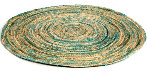 38" Rund Geflochten Teppich/Lappen Handgewebt Natur Jute Baumwolle Rund Vorleger Boden - Bild 1 von 5