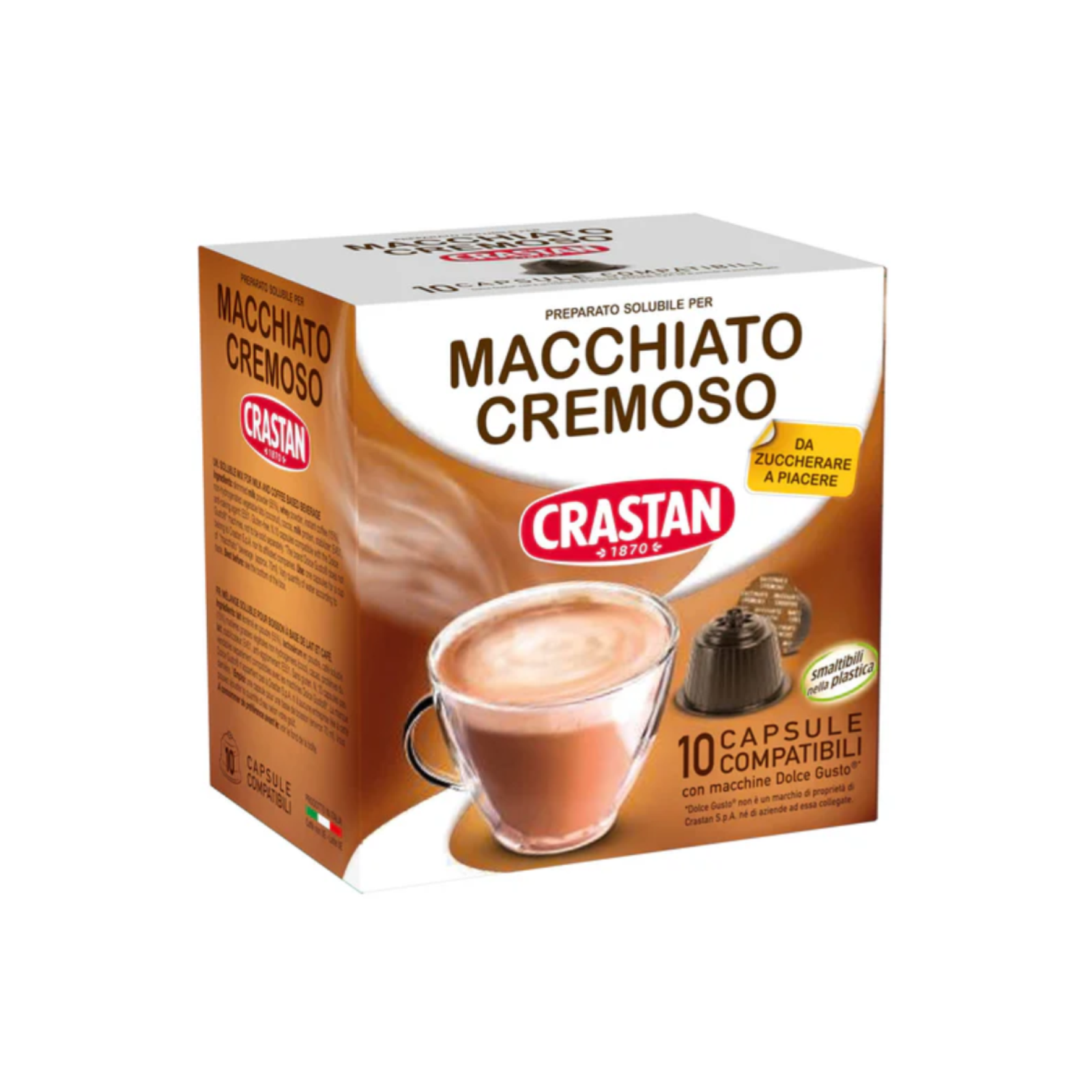 Caffè Macchiato Cremoso in Capsule Crastan Compatibili Dolce Gusto 10 Pezzi