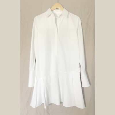 Victoria Beckham White Pleated Cotton-poplin Shirt Dress UK 8 US 4 | eBay