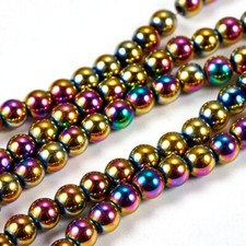 10strands Electroplate Hematite Beads Non-magnetic Synthetic Round Multi-color
