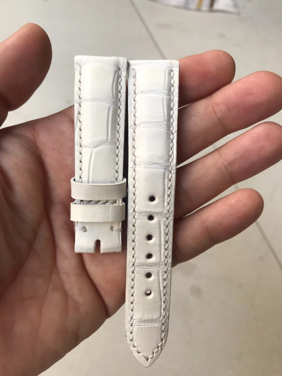 WHITE BELLY GENUINE ALLIGATOR CROCODILE LEATHER SKIN WATCH STRAP