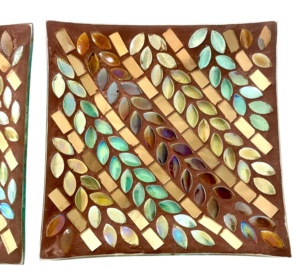 Set of2 Yankee Candle Mosaic Autumn Inspiration Lyrical Leaves Candle Dishes 7" - Image 3 of 4