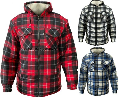 EXTRA DICKE Herren Damen PREMIUM Thermojacke Kapuze Fell Sherpa Holzfällerjacken