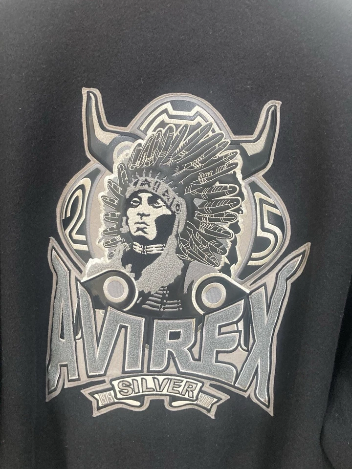 VTG Avirex Black/Grey Varsity Jacket Indian Head 3XL Silver 1975-2000 Equinox - Image 4 of 4