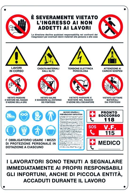 CARTELLI P/CANTIERI INFO 21 SIMBOLI   80X60 CM  10 PZ