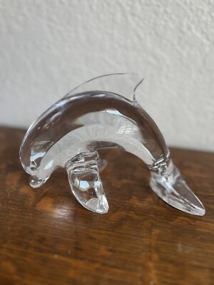 Val St Lambert Crystal Dolphin Large Glass Sculpture Rare | eBay