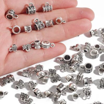 Zinc Alloy Tube Beads - Antique Silver Metal Spacer DIY Jewelry Making 20Pcs Lot