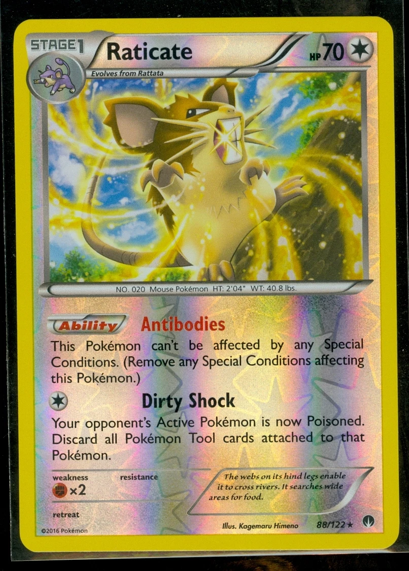 Pokemon RATICATE 88/122 - XY BREAKpoint - RARE Rev Holo - MINT