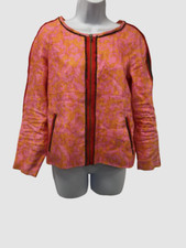 $150 Elizabeth & James Womens Pink Contrast Trim Long Sleeve Linen Coat Size 6
