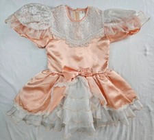 Just Darling Dress Girl's Sz 5 Peach Tiered Lace Ruffle Pageant Full Circle 5T