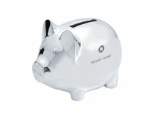 Luxury Silver-Plated Chase Private Client Lucky Piggy Bank Desk Ornament