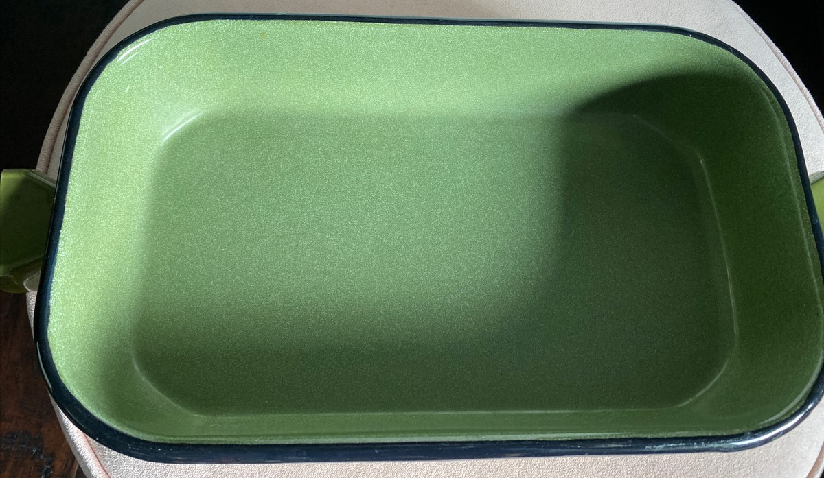 Vintage Baumann Tirol Floral Painted Enamel Casserole Baking Dish