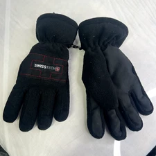 SWISS TECH Men’s Size S/M Winter Gloves 100% Polyester Rich Black #52469