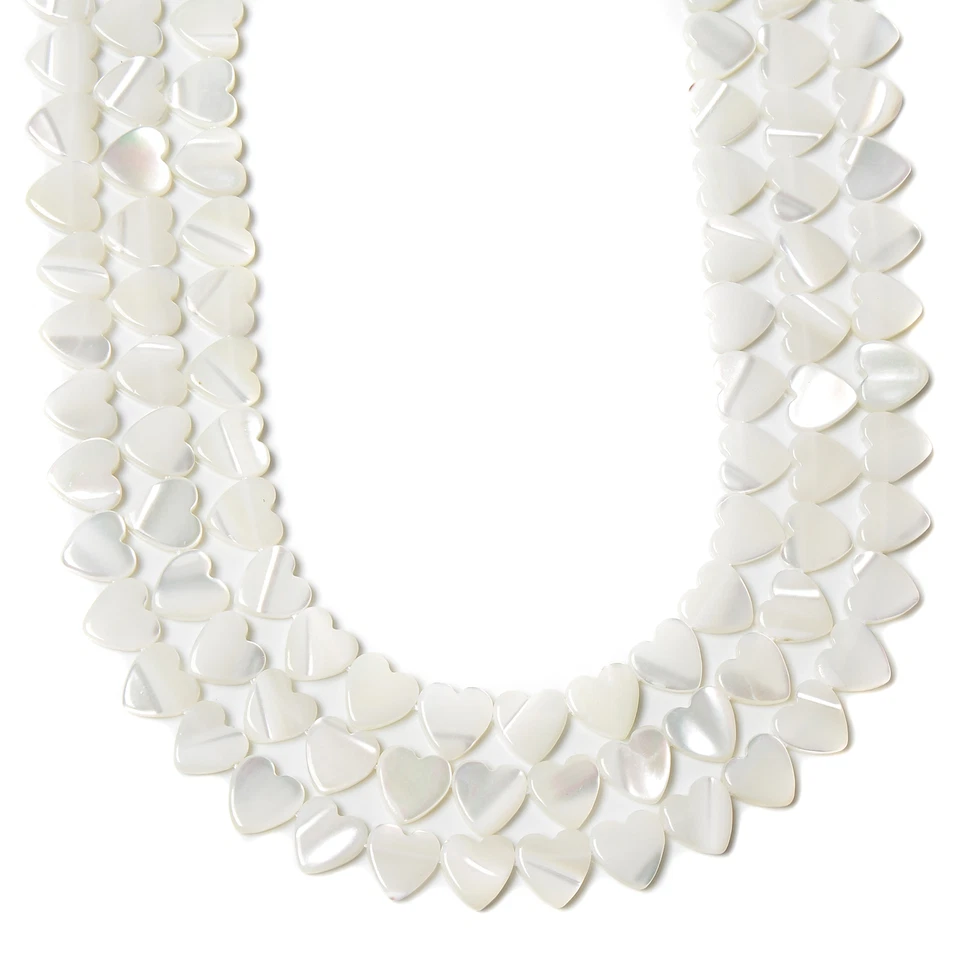 White Mother of Pearl MOP Shell Horizontal Drilled Heart 6mm to 12mm 15.5'' Strd - Image 4 of 4